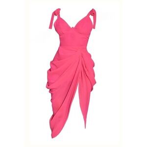 Pretty Little Thing Hot Pink Underwire Detail Draped Midi Dress Size 8